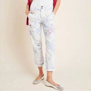 Anthropologie The Wanderer High Rise Paint Splatter Utility Cargo Pants